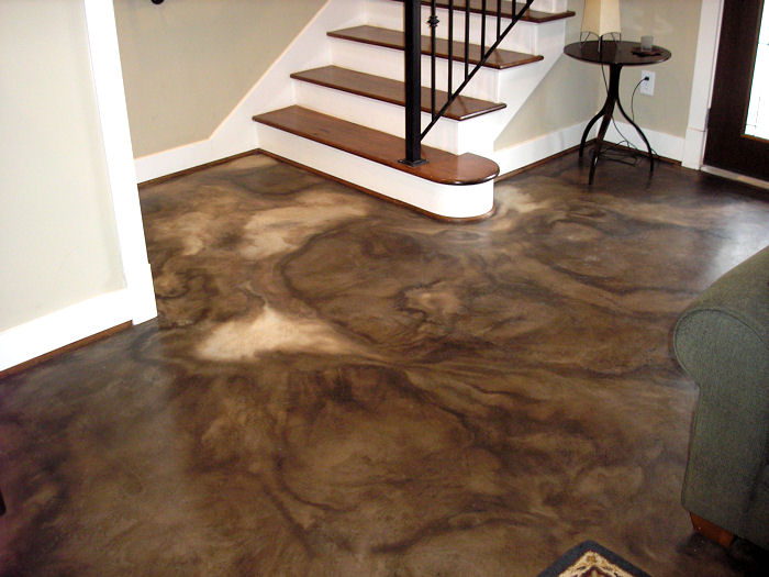 Stained Concrete Floors for Durable Custom Homes in Houston - Textured Apartment Stained Concrete Flooring In Exotic Design